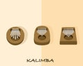 Set of Thumb piano or kalimba  Mbira } vector cartoon icon illustration. Royalty Free Stock Photo