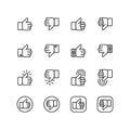 Set of thumb up and down line icon design vector. Royalty Free Stock Photo