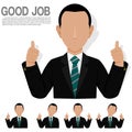 Set of thumbsup businessman on transparent background