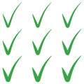 Set tick green checkmark correct mark checkbox, vector tick green checkmark symbol of approval Royalty Free Stock Photo