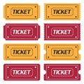 Set of ticket icons in a flat design on a white background