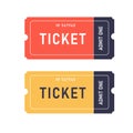 Set of ticket templates of yellow, red color
