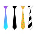 Set of tie icons on white background. Vector illustration. Colored neckties Royalty Free Stock Photo