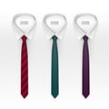 Set of Tied Striped Colored Silk and Bow Ties Vector