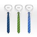 Set of Tied Striped Colored Silk and Bow Ties Vector Royalty Free Stock Photo