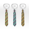 Set of Tied Striped Colored Silk Ties and Bow Collection Royalty Free Stock Photo