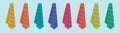Set of ties. cartoon icon design template with various models vector illustration isolated on blue background Royalty Free Stock Photo