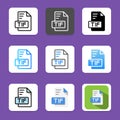 Set tif document format icon. extension, file type. with a simple style