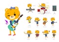 A set of Tiger girl playing rock `n` roll and pop music