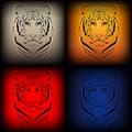 Set of tigers in various colors