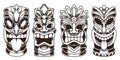 Set of tiki statues isolated on white background. Design element for logo, label, sign, emblem. Royalty Free Stock Photo