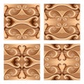 Set of tile with abstract waves in chocolate colors.