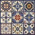 Set of tiles. decorative Portuguese Vintage Markacan Mexican Cuban Decorated Ornament