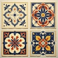 Set of tiles. decorative Portuguese Vintage Markacan Mexican Cuban Decorated Ornament