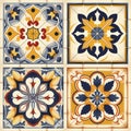 Set of tiles. decorative Portuguese Vintage Markacan Mexican Cuban Decorated Ornament