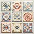 Set of tiles. decorative Portuguese Vintage Markacan Mexican Cuban Decorated Ornament