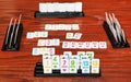 Set of tiles in rummy game rack Royalty Free Stock Photo