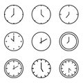 Set of time, clock, watch, timer vector simple outline icons for web and mobile design pack EPS 10 Royalty Free Stock Photo