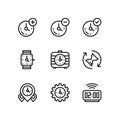 Set of time, clock, watch, timer vector simple outline icons for web and mobile design pack 3 Royalty Free Stock Photo