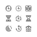 Set of time, clock, watch, timer vector simple outline icons for web and mobile design pack 2 Royalty Free Stock Photo