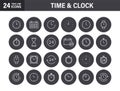 Set of Time and clock web icons in line style. Timer, Speed, Alarm, Calendar. Vector illustration Royalty Free Stock Photo