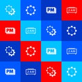 Set Time Management, , Clock PM and Digital alarm clock icon. Vector Royalty Free Stock Photo