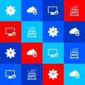 Set Time Management, Cloud computing lock, Lock on monitor and Computer api interface icon. Vector Royalty Free Stock Photo