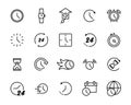 Set of Time Simple Vector Line Icons Royalty Free Stock Photo