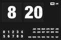 Set for timer or clock counter with white letters and numbers mounts of year day of week device application countdown EPS 10