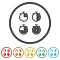Set of Timer icons in color circle buttons Royalty Free Stock Photo
