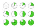 Set of timers. Full rotation arrow timer flat icons. Royalty Free Stock Photo