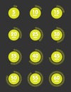 Set of timers. Sign icon. Full rotation arrow timer. Colored flat icons. Flat Design Vector Illustration