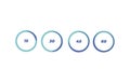 Set of timers. Sign icon. Full rotation timer. Colored flat icons. Flat Design Vector Illustration