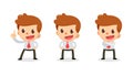 Set of Tiny businessman character in actions. Thinking. Royalty Free Stock Photo