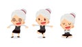 Set of tiny businesswoman character in actions. A woman with gray hair. Numbness. Royalty Free Stock Photo