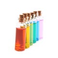 Set of tiny vial bottles isolated