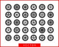 Set tires and wheels. Disc wheel car icon vector Royalty Free Stock Photo
