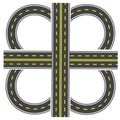 Set to build a transport interchange. Highway with yellow markings. illustration