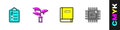 Set To do list or planning, Plant breeding, Science book and Processor CPU icon. Vector Royalty Free Stock Photo