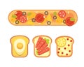 Set toasts and sandwich breakfast. Bread toast