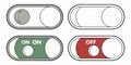 Vector art of toggle switches in on and off positions, representing control and settings, isolated on white background Royalty Free Stock Photo