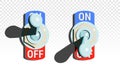 Set of toggle switches turned on and turned off with shadow on transparent background Royalty Free Stock Photo