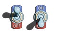 Set of toggle switches turned on and turned off with shadow on white background. Vector illustration Royalty Free Stock Photo