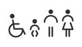 Set of toilet icons - disabled, infant, men, women Royalty Free Stock Photo
