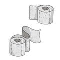 Set of toilet paper. Bath element. White cartoon object