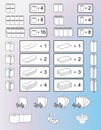 Set of toilet paper and paper towels packaging signs, symbols and icons. Isolated illustration. Vector. Royalty Free Stock Photo