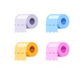 Set of toilet paper roll flat icons. Hygienic paper tissues illustration Royalty Free Stock Photo