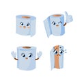 Set of toilet paper roll funny cute character