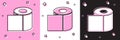 Set Toilet paper roll icon isolated on pink and white, black background. Vector Illustration Royalty Free Stock Photo