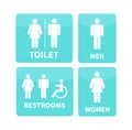 Set toilet signs. Men and women restroom icon. Disabled wheelchair icon. vector illustration Royalty Free Stock Photo